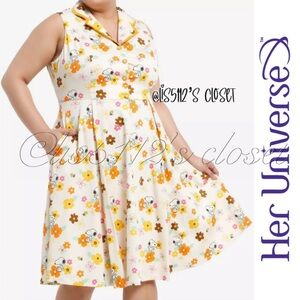 Her Universe x Peanuts Snoopy Floral Retro Dress 3X 22 24